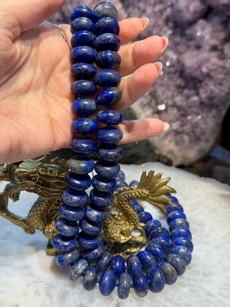 Perles gemmes rondelles lapis bleu foncé mat 12mm