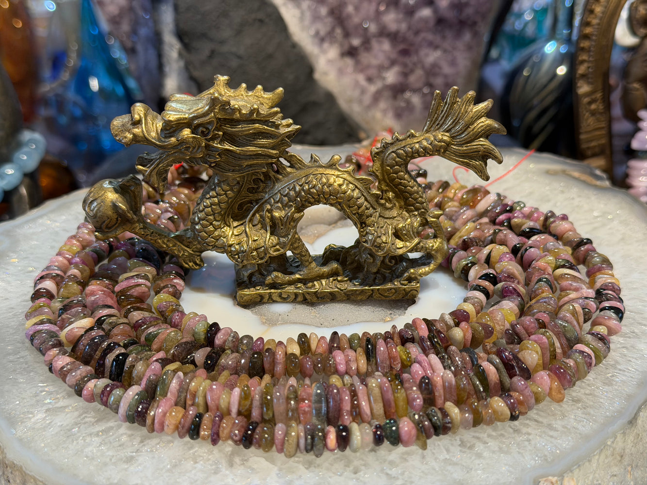 Perles de pierres précieuses en tourmaline multicolore de 11-14 mm (pépites)