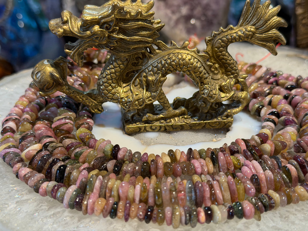 Perles de pierres précieuses en tourmaline multicolore de 11-14 mm (pépites)