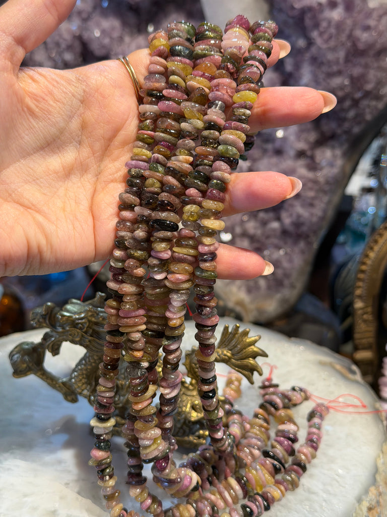 Perles de pierres précieuses en tourmaline multicolore de 11-14 mm (pépites)