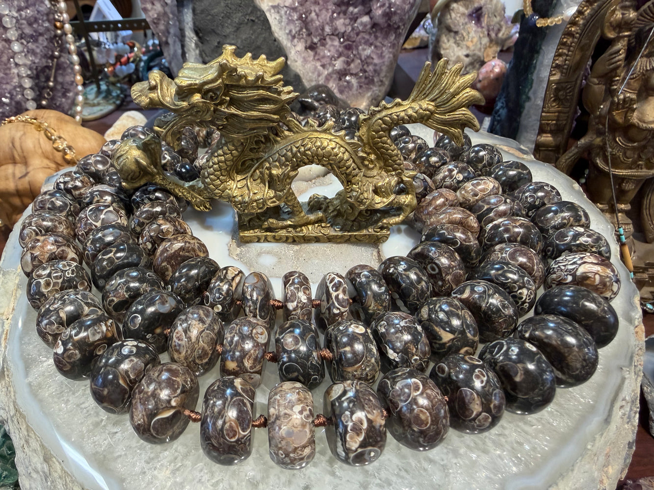 Huge Turritella fossil 20mm matte rondelle gemstone beads