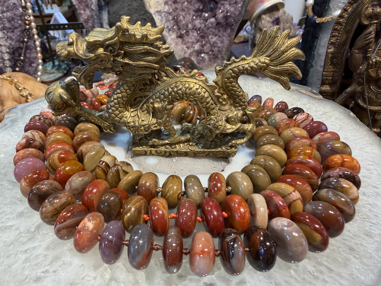 Landscape  jasper 15mm rondelle gemstone beads