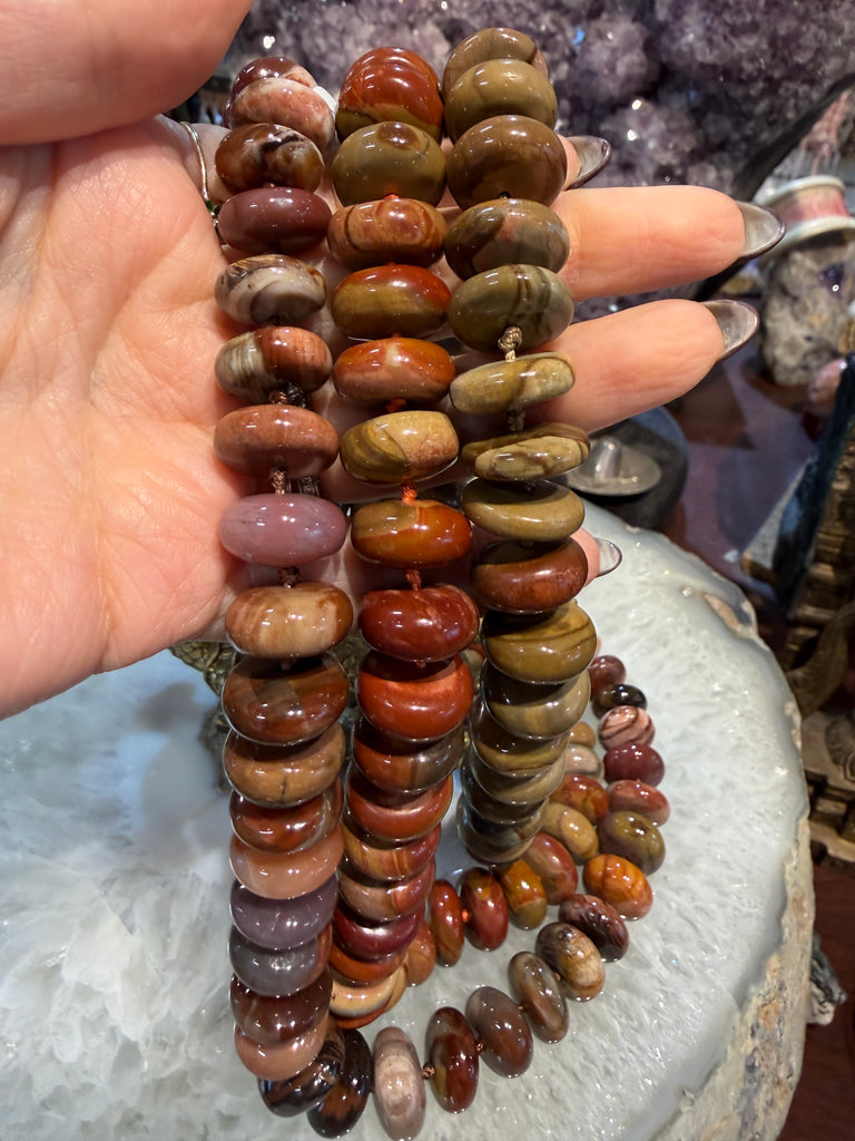 Landscape  jasper 15mm rondelle gemstone beads