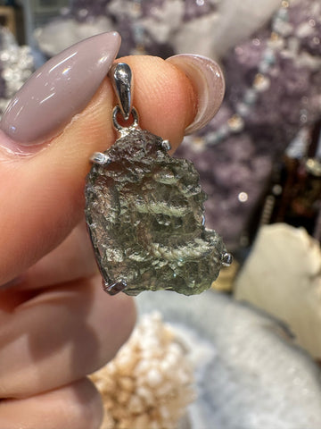Moldavite sterling silver pendant #4