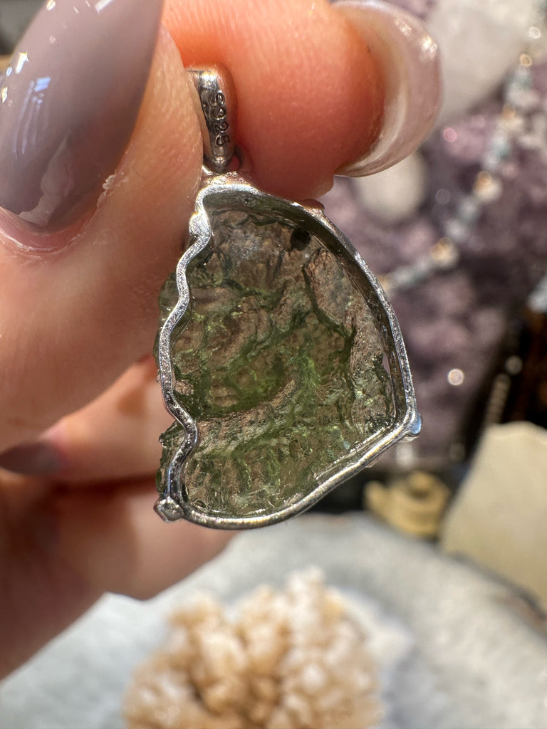 Moldavite sterling silver pendant #4