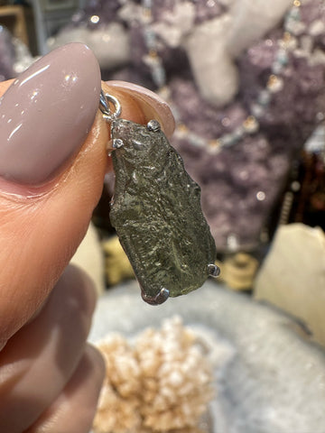 Moldavite sterling silver pendant #3