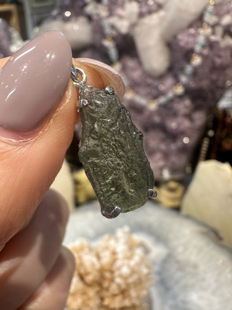 Moldavite sterling silver pendant #3