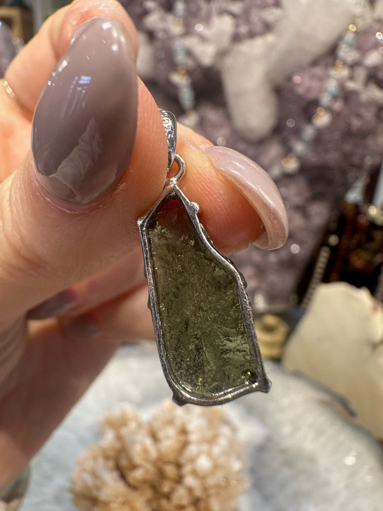 Moldavite sterling silver pendant #3