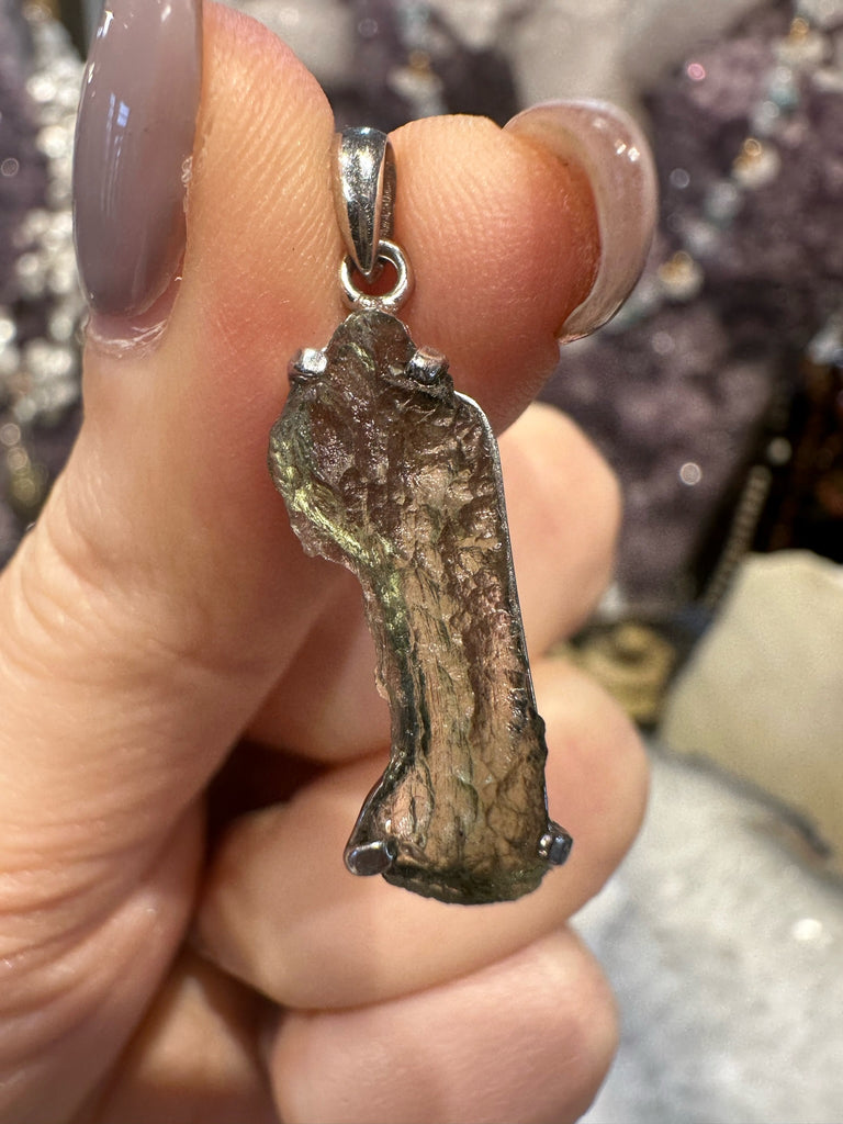 Moldavite sterling silver pendant #2