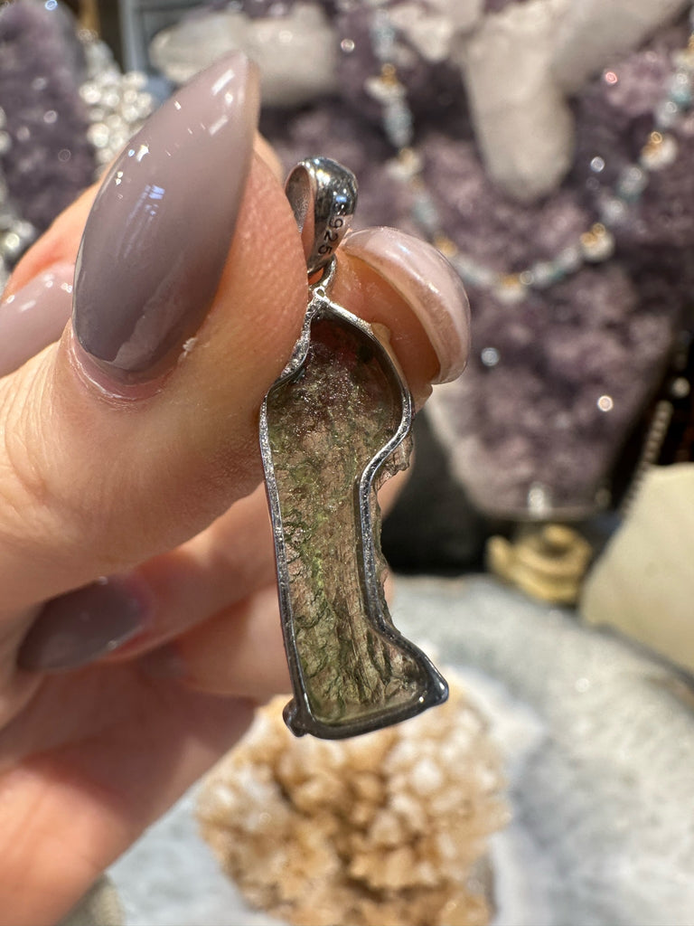 Moldavite sterling silver pendant #2