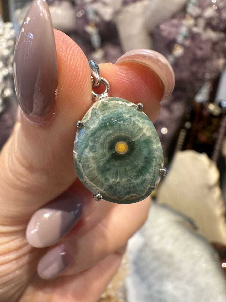 Faceted Bevel Cut Ocean Jasper Sterling Silver Pendant #2