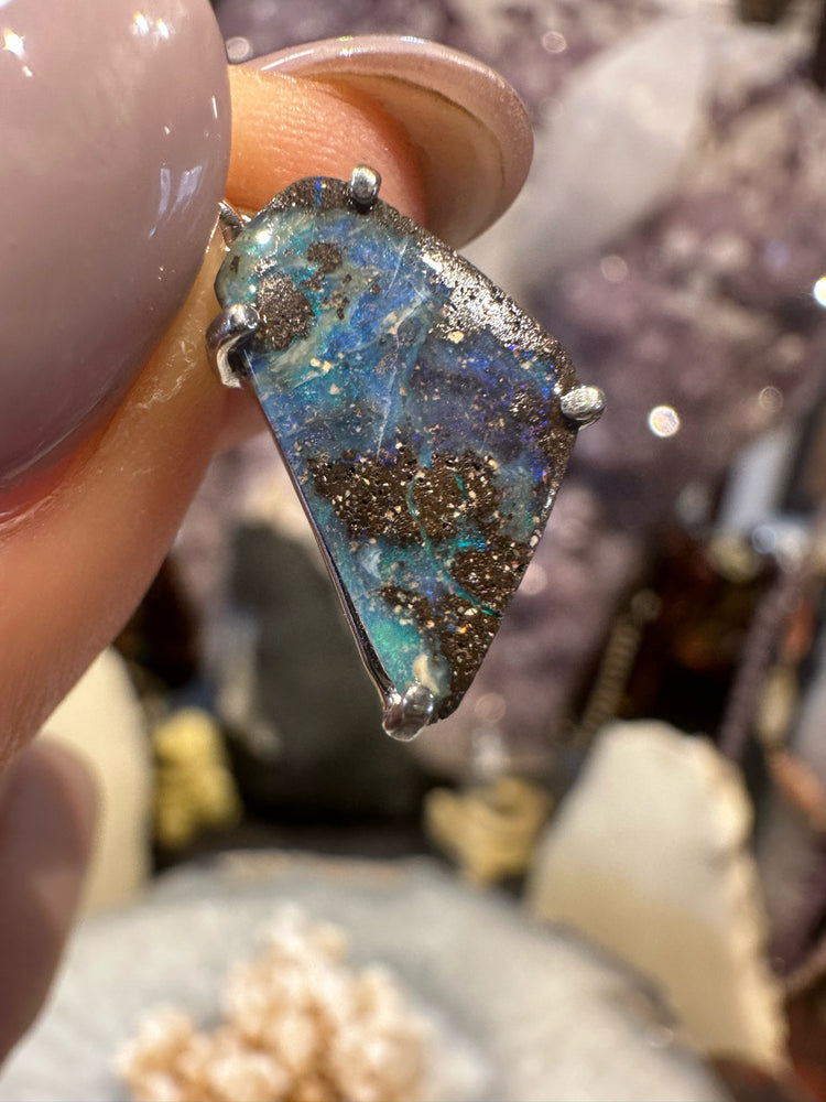 Boulder Opal Sterling Silver Silver Gemstone Pendant
