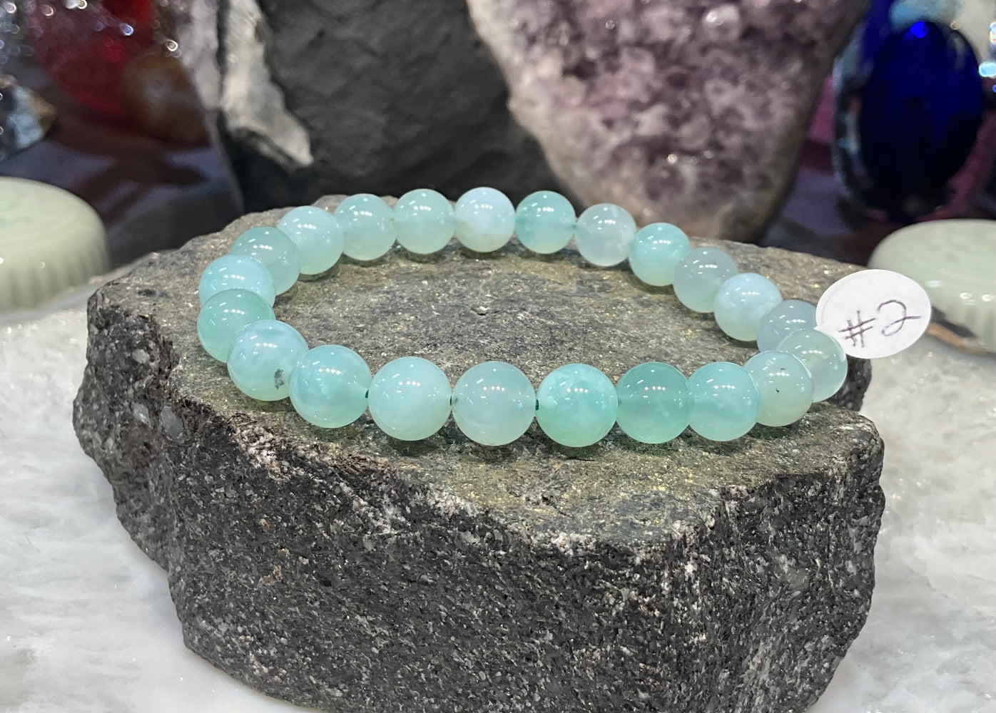 Natural Green Chrysoprase Gemstone Bracelet #2 - 9mm