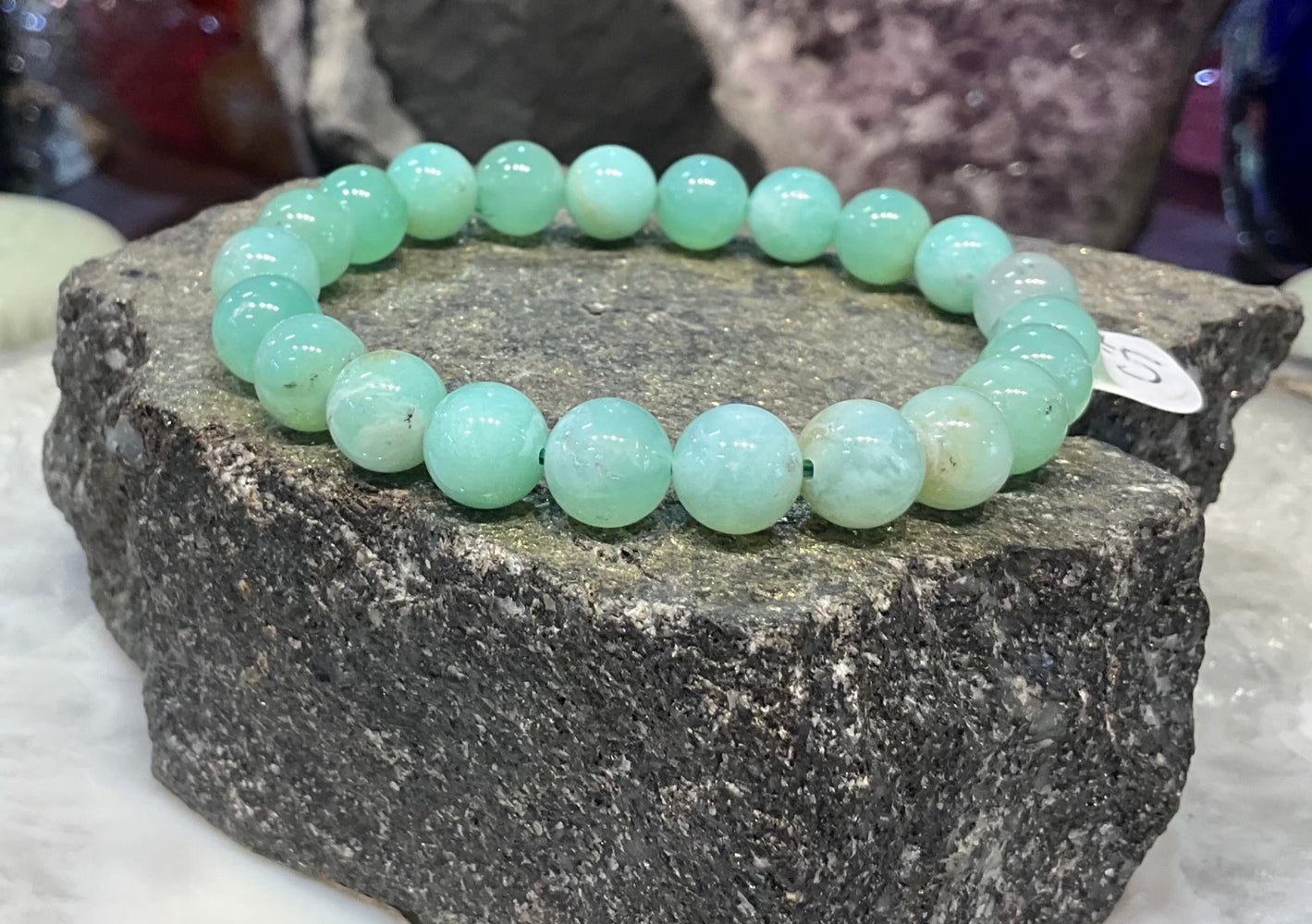 Copy of Natural Green Chrysoprase Gemstone Bracelet #5 - 9mm