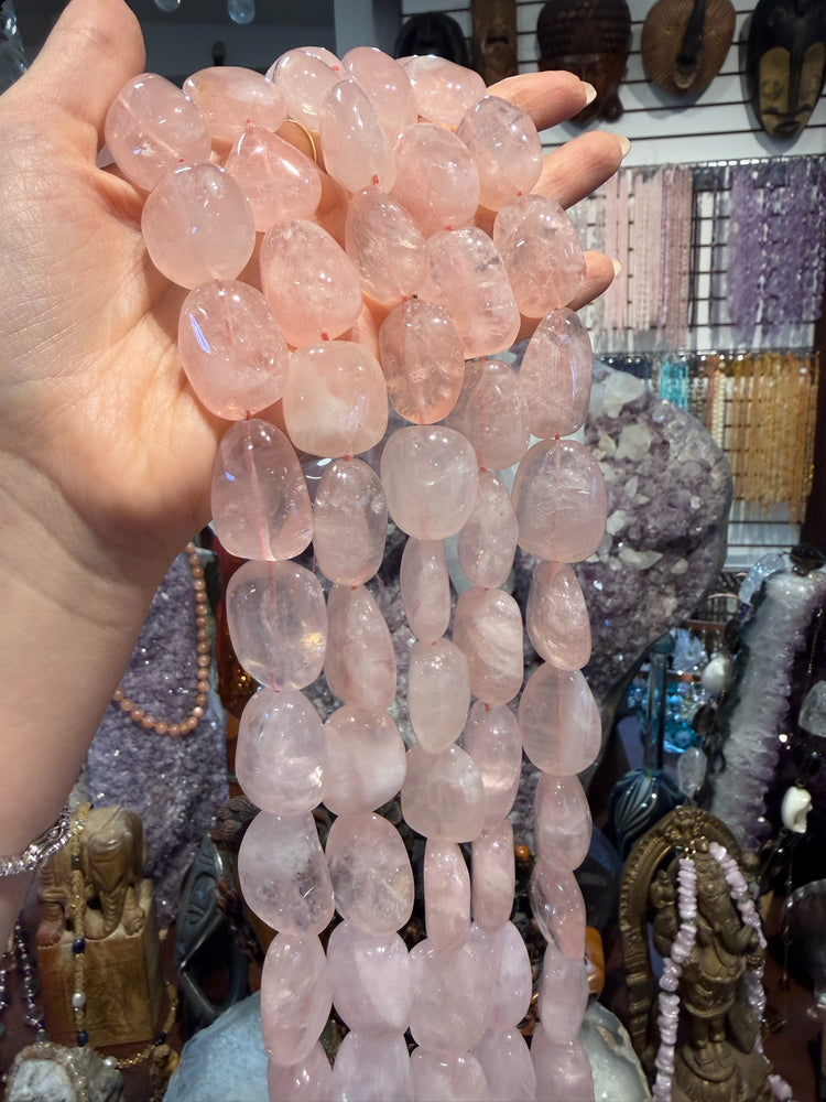Rose Quartz Tumbled Gemstone Nugget Beads