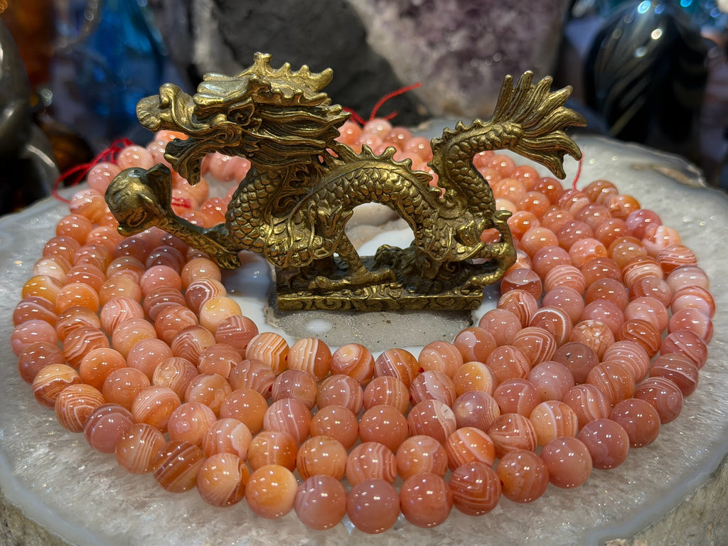 11mm Peach Orange Botswana Agate Gemstone beads