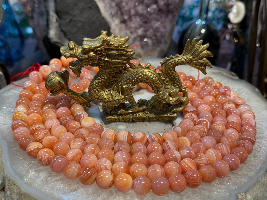 11mm Peach Orange Botswana Agate Gemstone beads