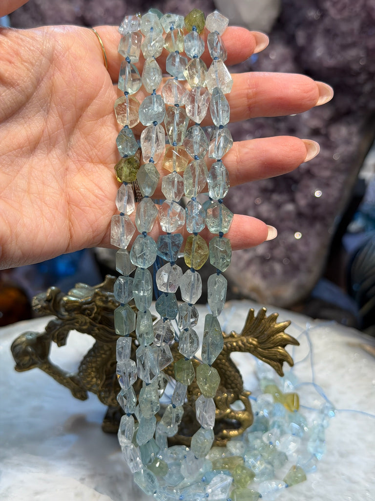 Faceted Gem Blue Green Aqua Aquamarine Gemstone Beads