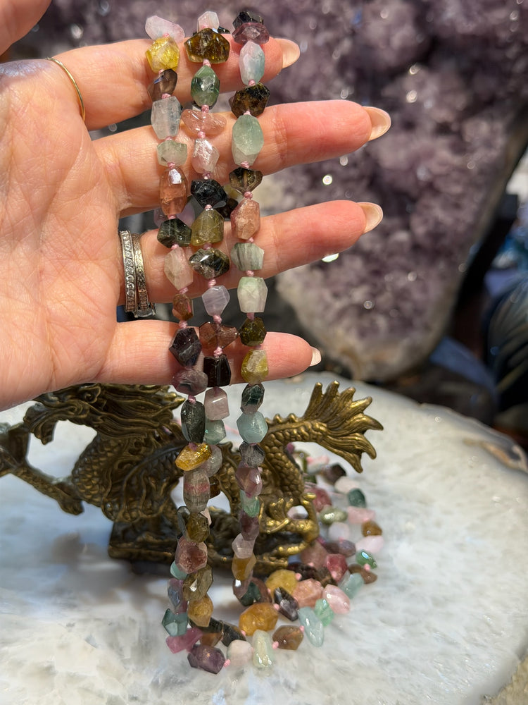 Stunning Natural Watermelon Tourmaline Faceted Gemstone Beads