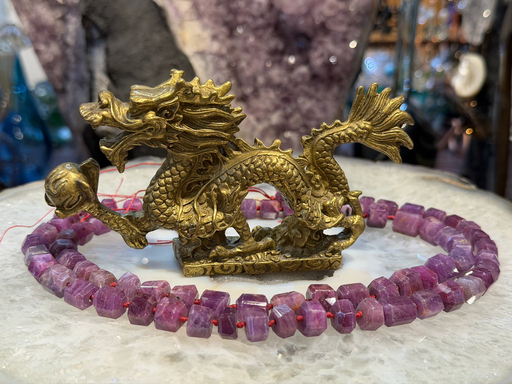 Rare Natural Ruby Faceted Hexagon Gemstone Beads