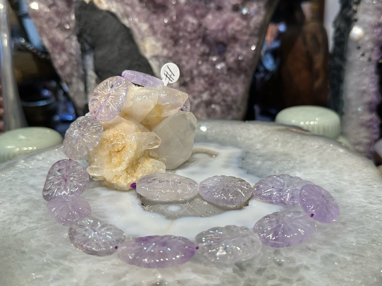Gorgeous amethyst floral carved gemstone #1