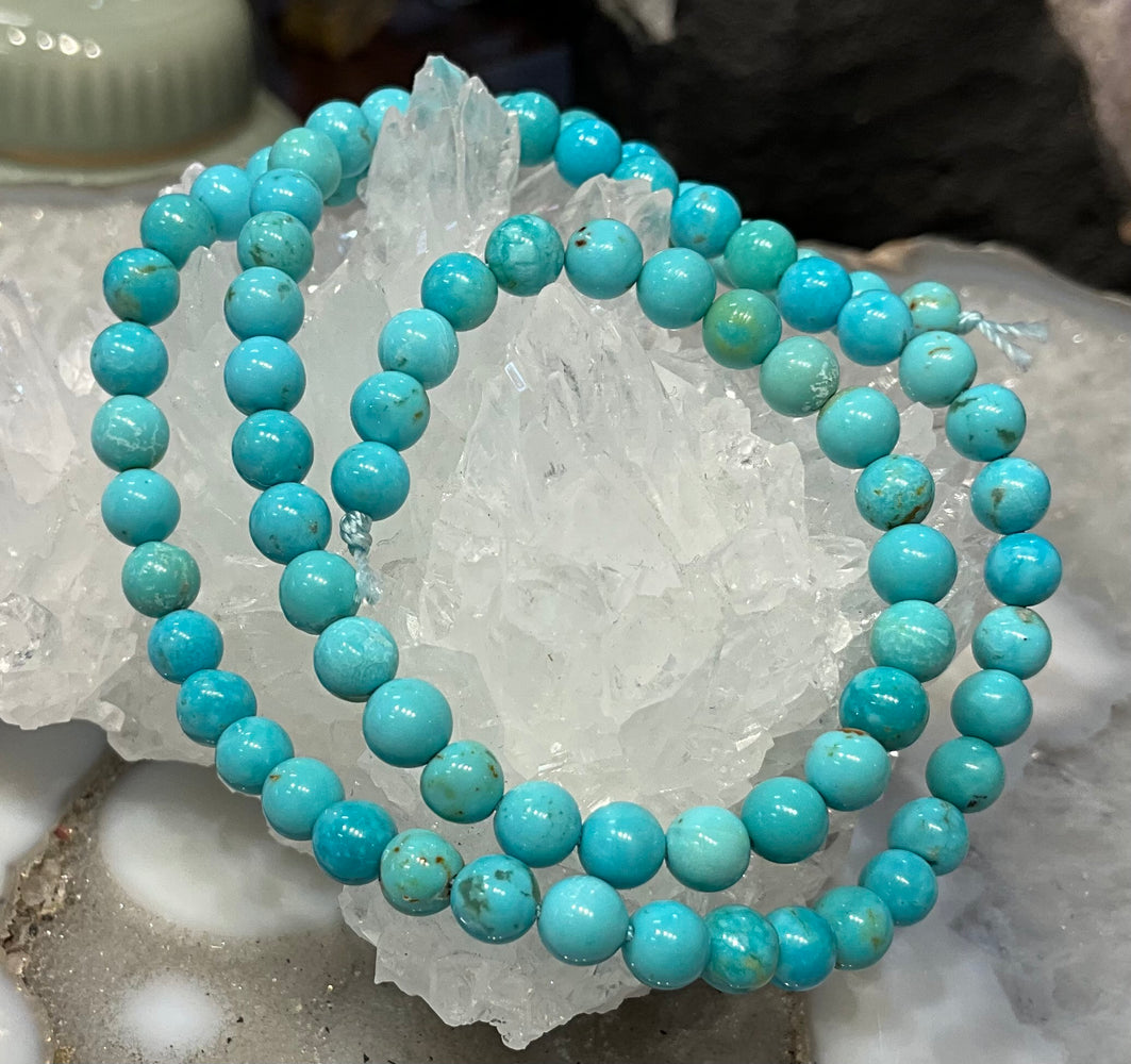 5mm Natural Mexican Turquoise Round Spacer Beads - Natural Color #1