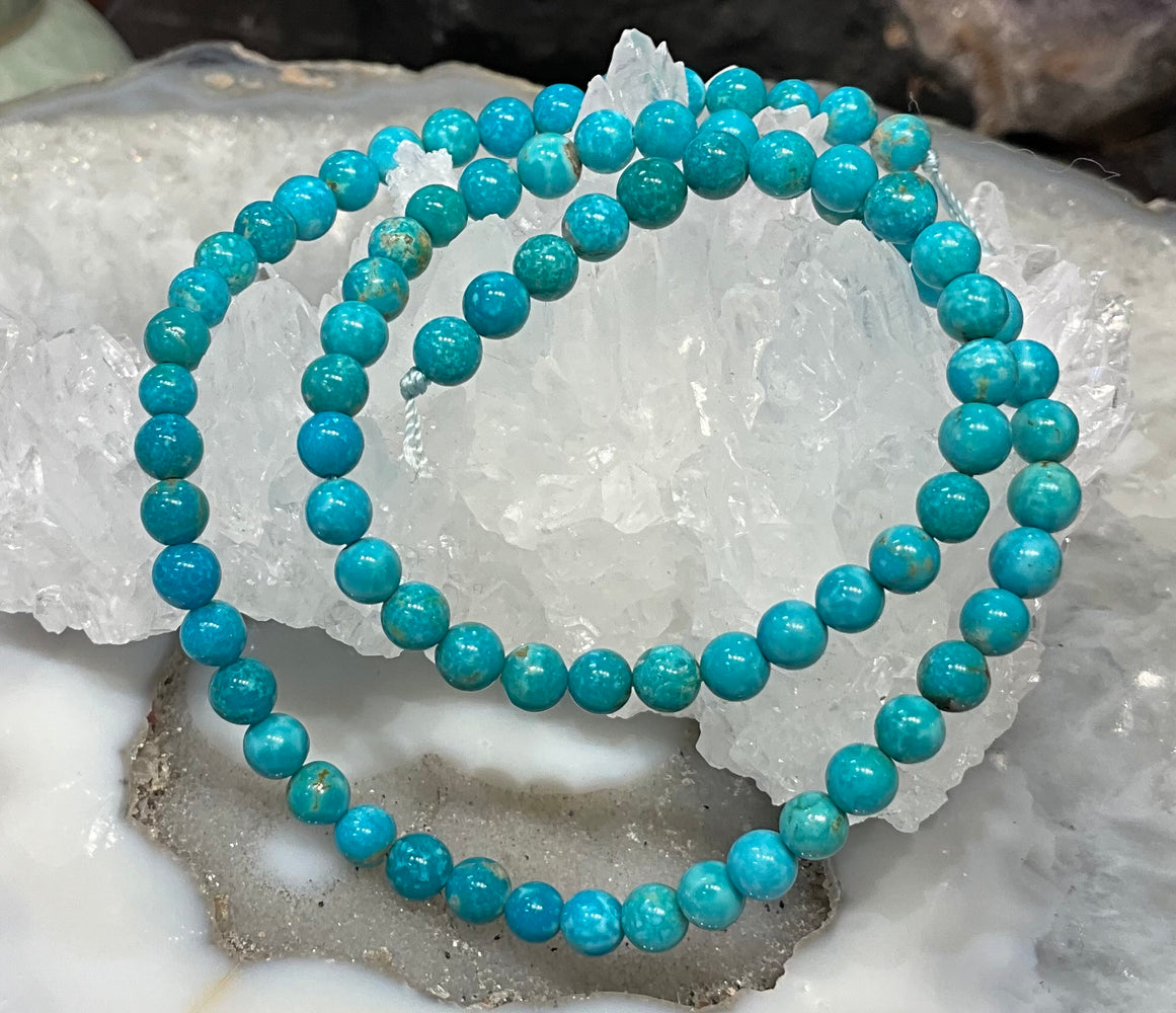 5mm Natural Mexican Turquoise Round Spacer Beads - Natural Color #2