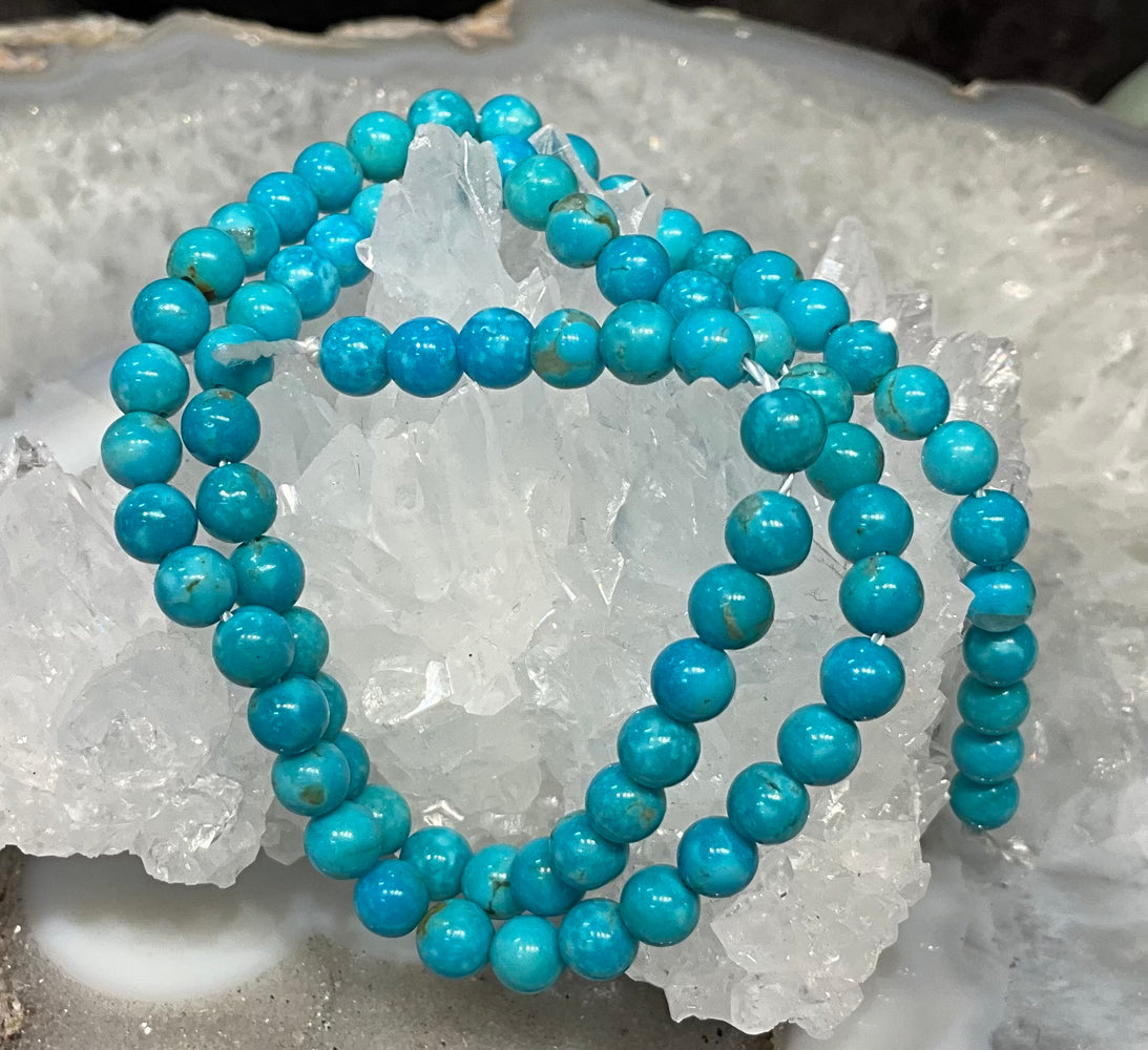 5mm Natural Mexican Turquoise Round Spacer Beads - Natural Color #3