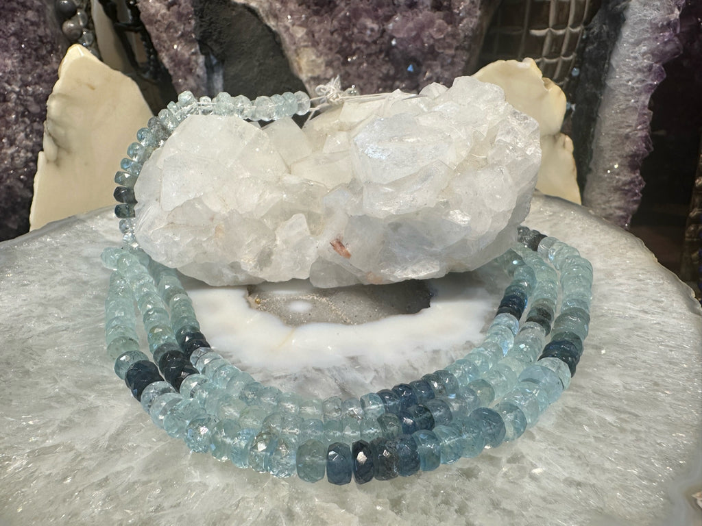 6-9mm Shaded Moss Aquamarine Faceted Gemstone Beads