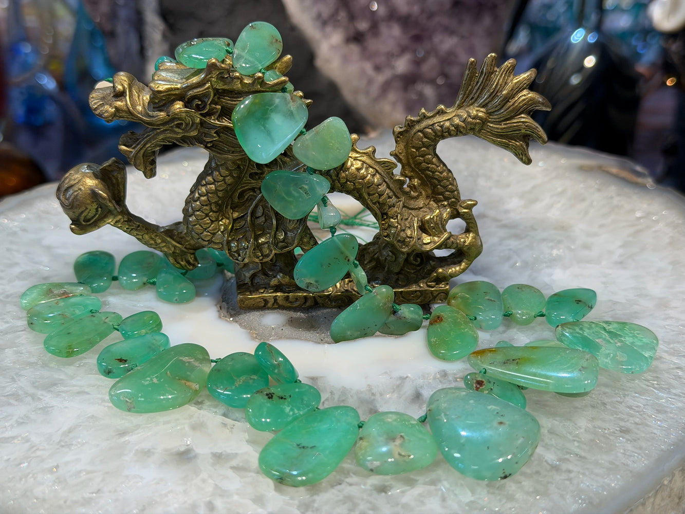Rare Gorgeous Chrysoprase Top Drilled Slices Gemstone Beads #1