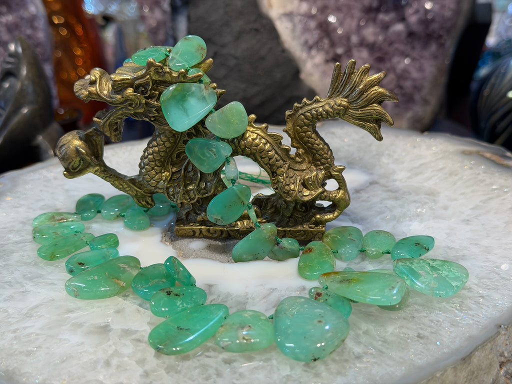 Rare Gorgeous Chrysoprase Top Drilled Slices Gemstone Beads #1