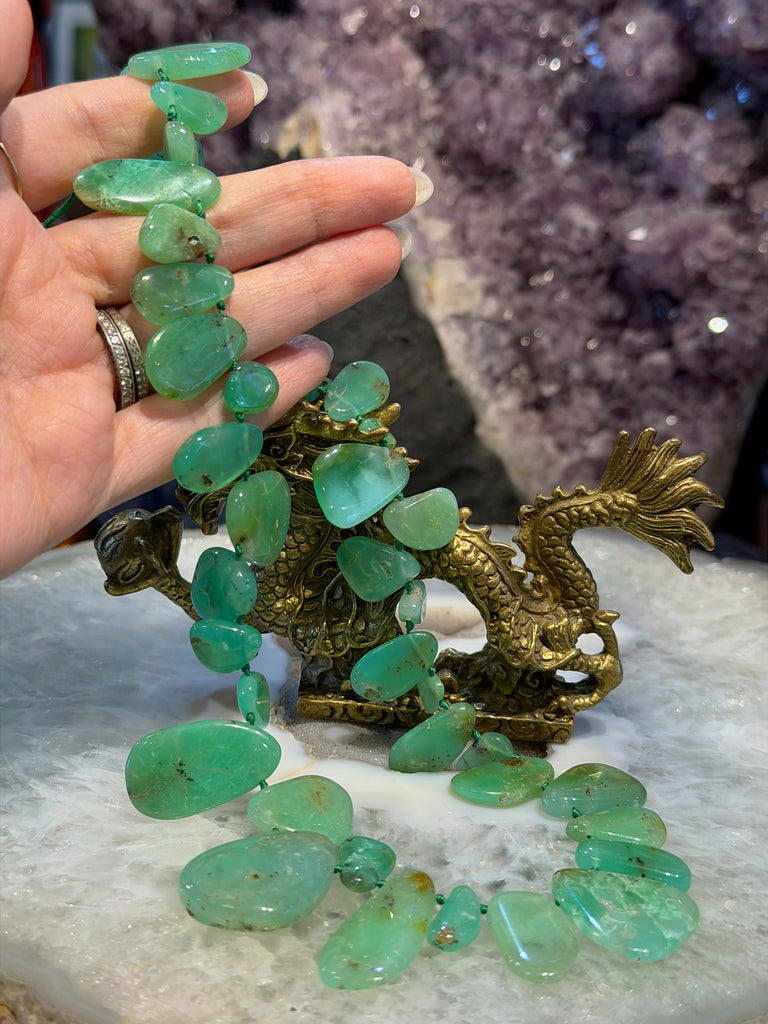 Rare Gorgeous Chrysoprase Top Drilled Slices Gemstone Beads #1