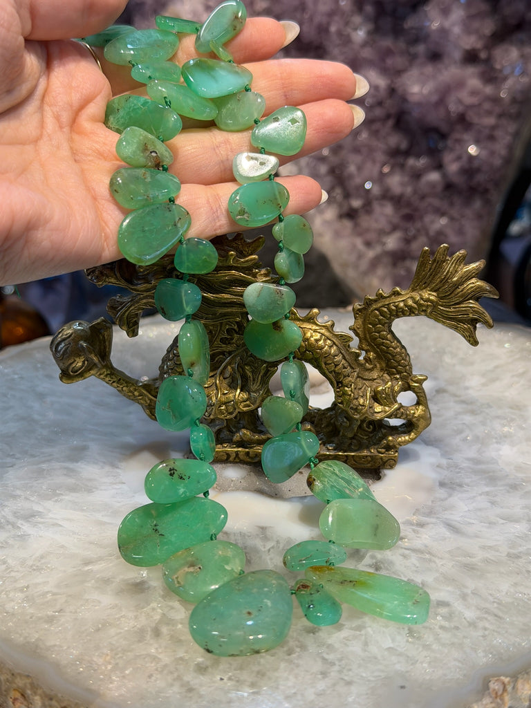 Rare Gorgeous Chrysoprase Top Drilled Slices Gemstone Beads #1