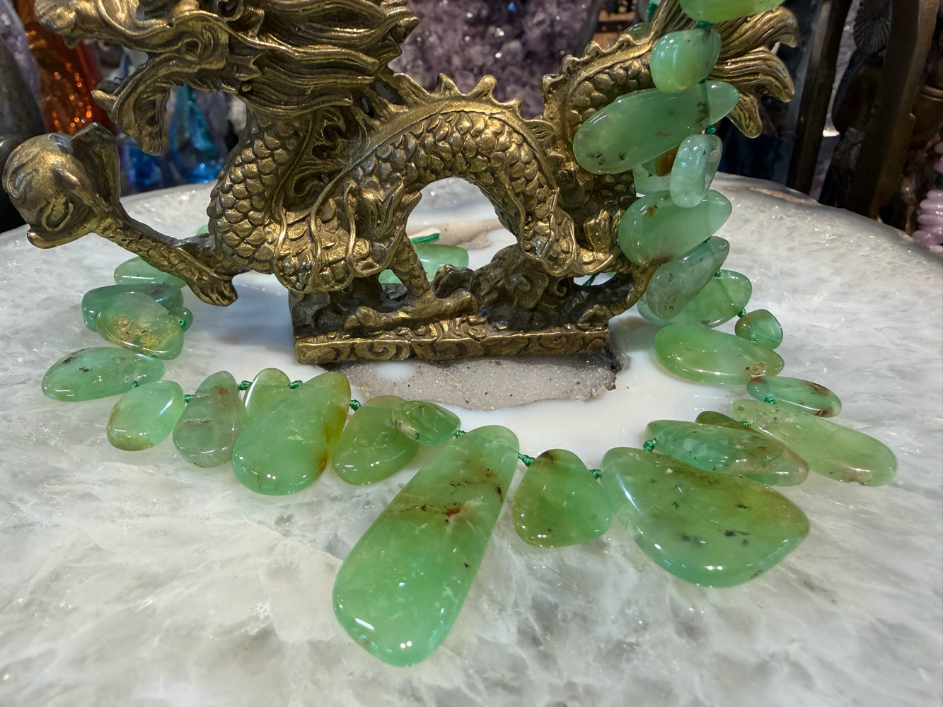 Rare Gorgeous Chrysoprase Top Drilled Slices Gemstone Beads #2