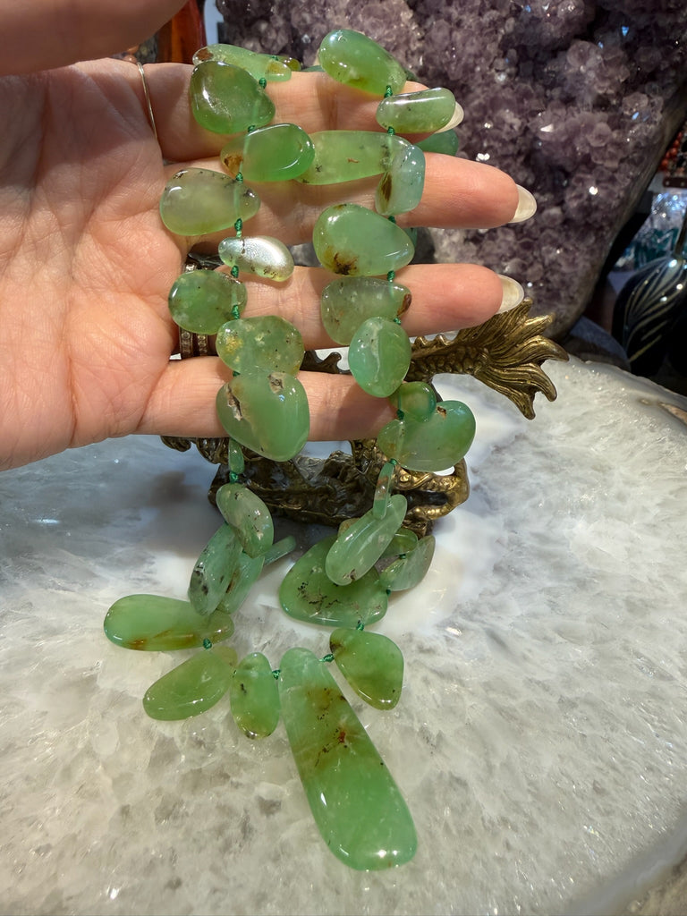 Rare Gorgeous Chrysoprase Top Drilled Slices Gemstone Beads #2