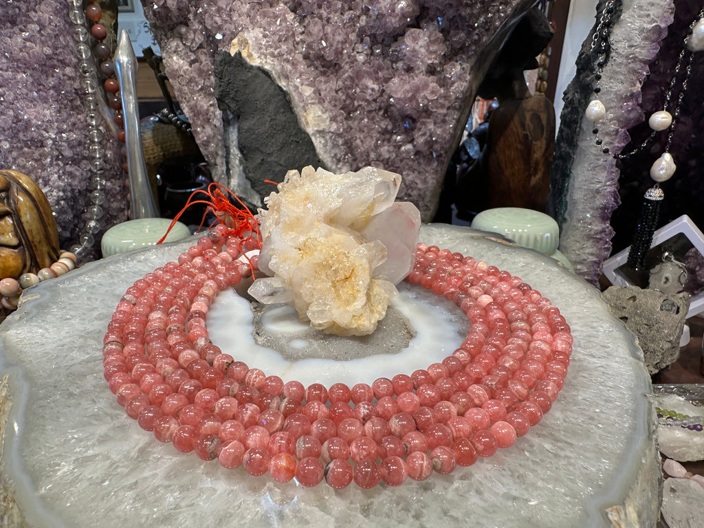 Beautiful Natural Pink rhodochrosite 7mm gemstone beads