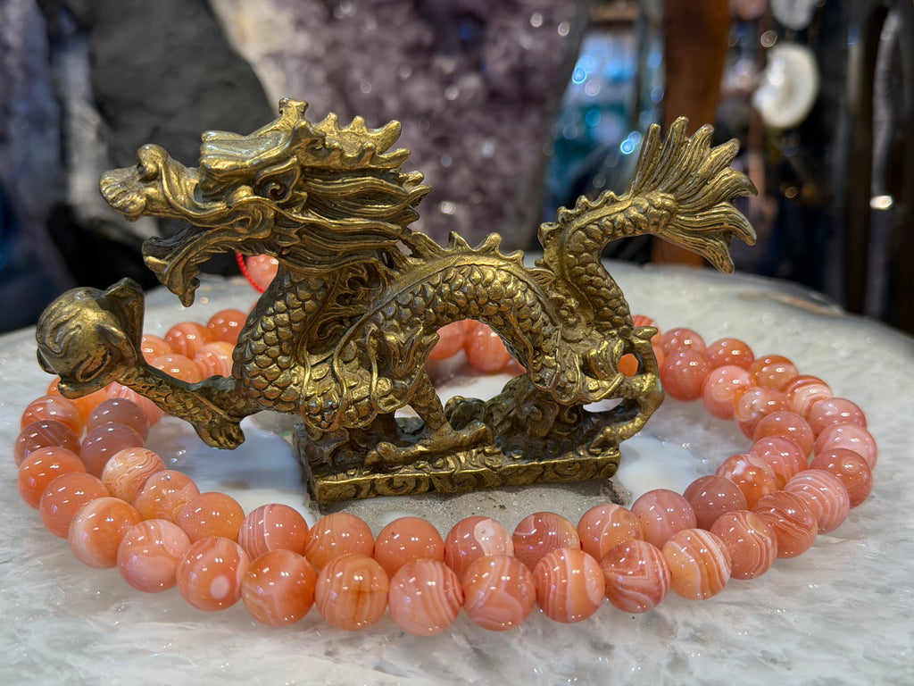 11mm Peach Orange Botswana Agate Gemstone beads