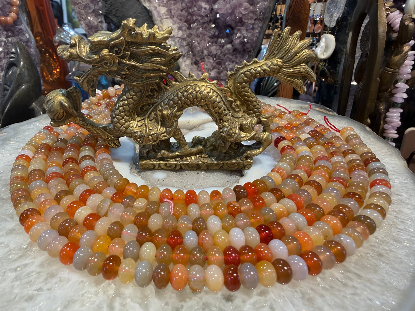 8mm Mixed Agate Smooth Rondelle Gemstone Beads