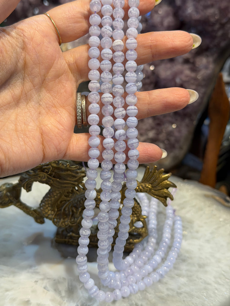 Blue lace agate 6mm gemstones beads