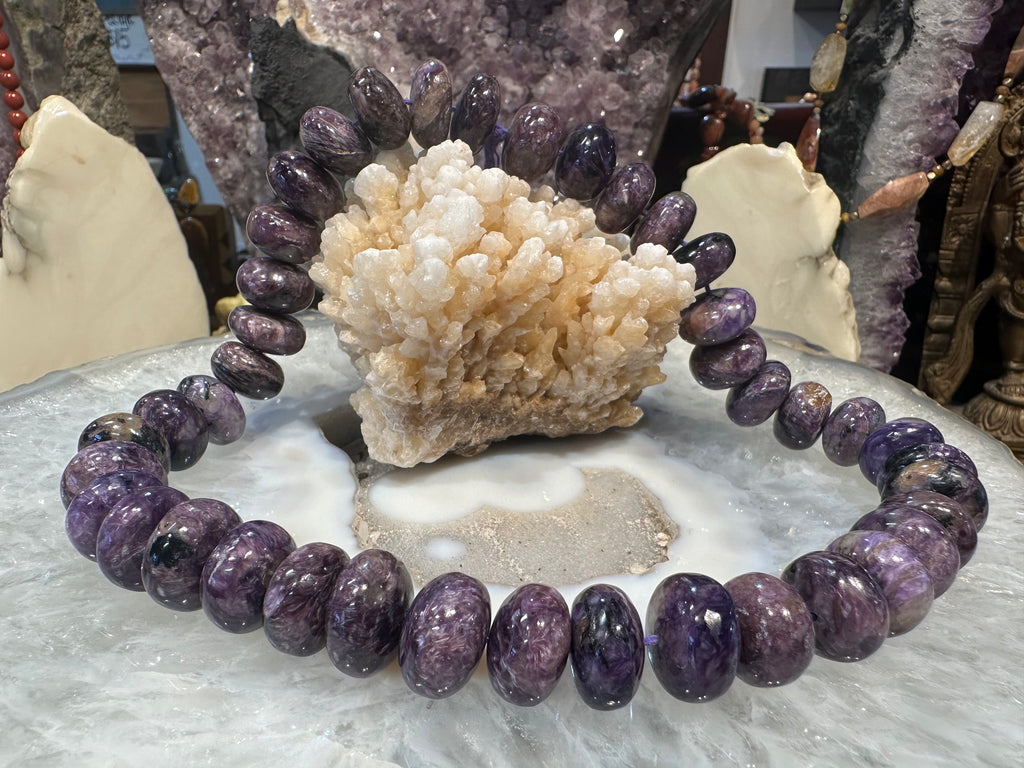 15mm Large Natural Purple Russian Charoite Rondelle Gemstone Beads