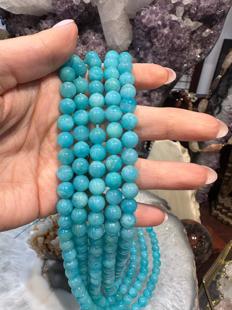Top Amazonite peru 8mm round gemstone beads
