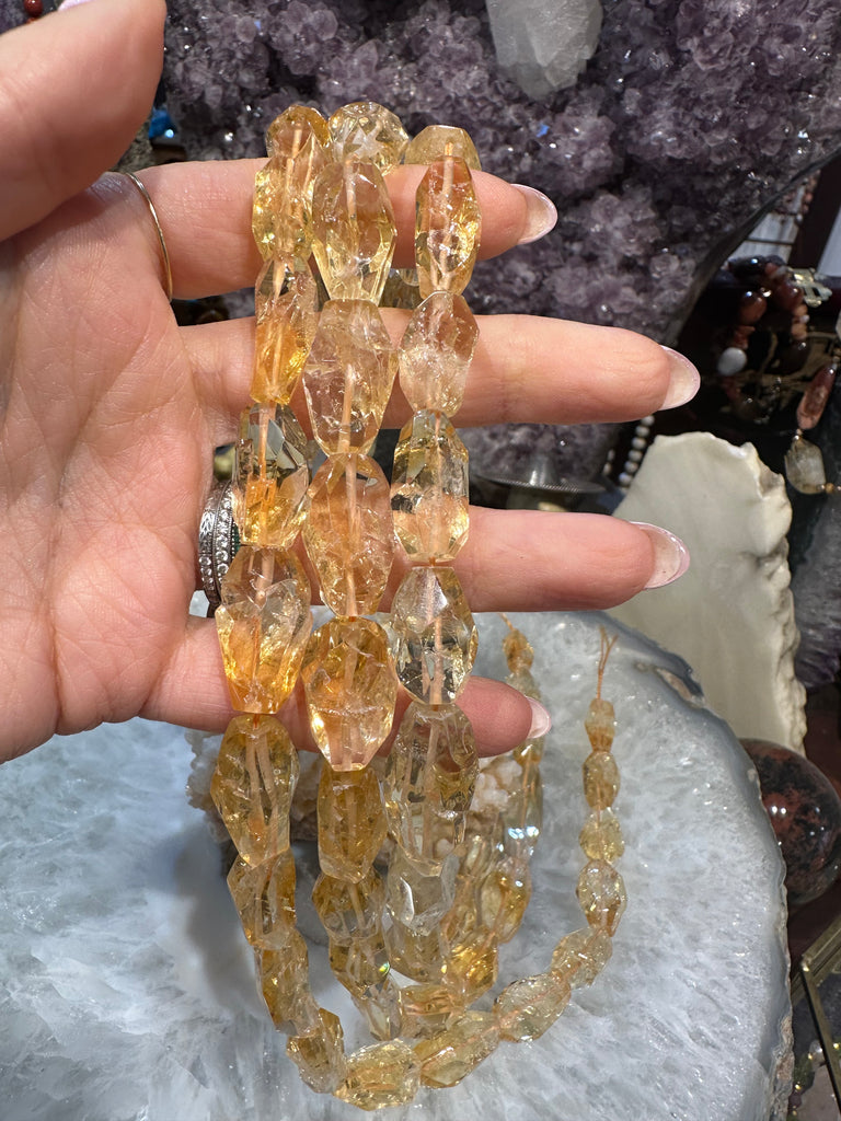 Citrine chisel cut 17-20mm gemstone beads