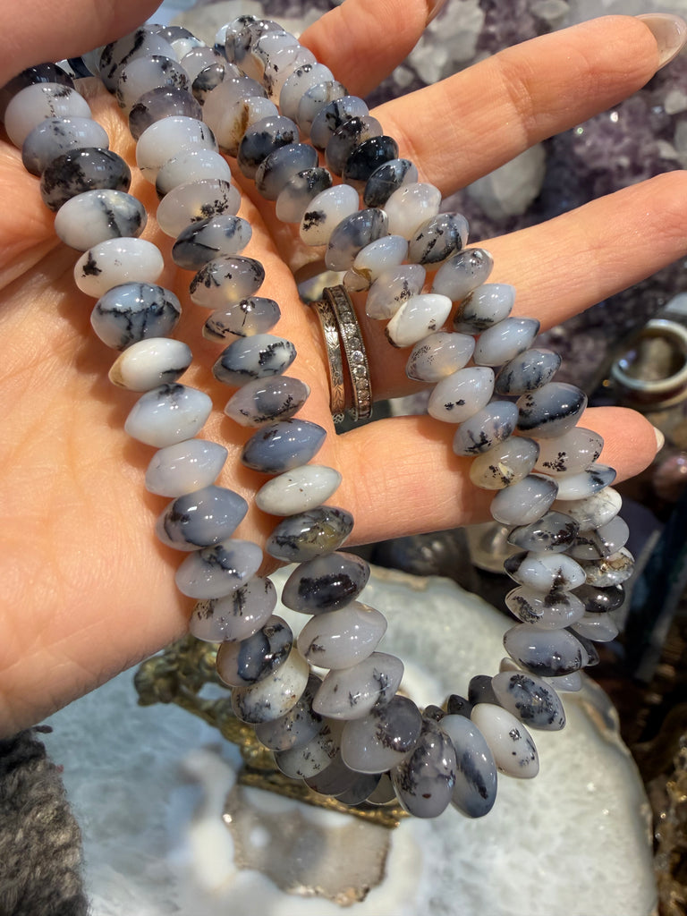 Dendritic abacus 10mm smooth rondelle gemstone beads