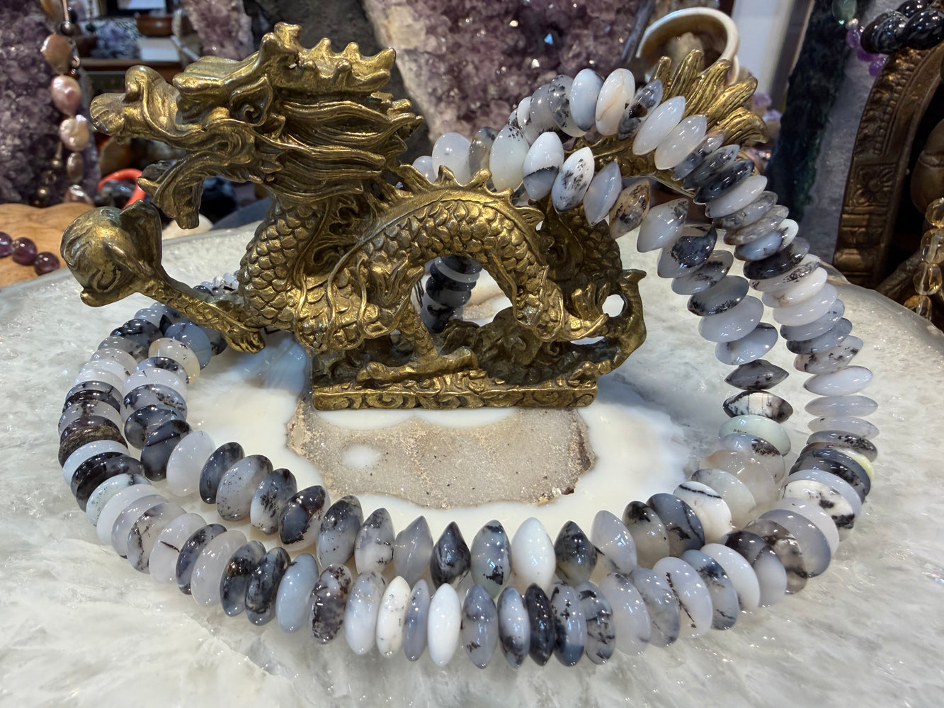 Dendritic abacus 11mm smooth gemstone beads