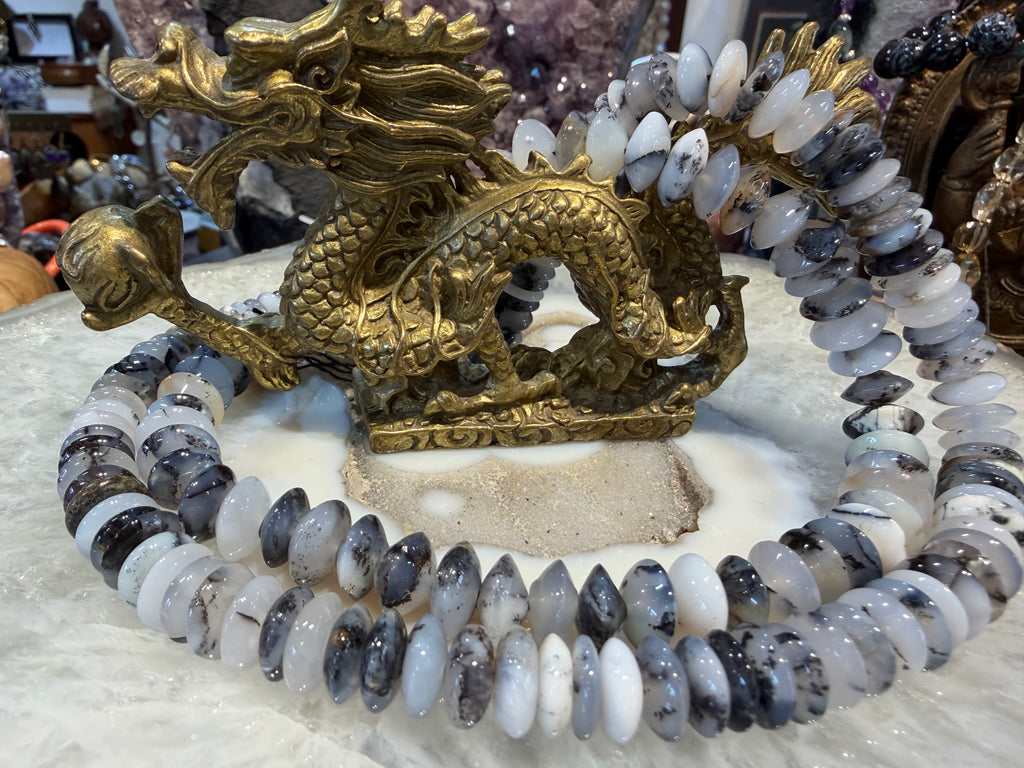 Dendritic abacus 11mm smooth gemstone beads