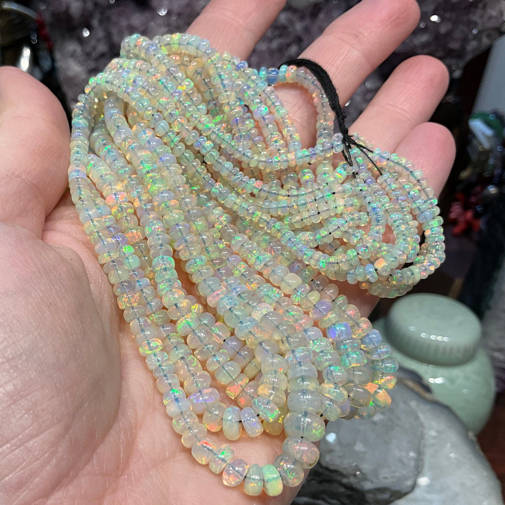 4-6mm Ethiopian Welo Fire Opal smooth rondelle gemstone beads