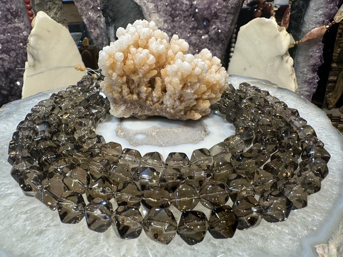 Smoky quartz Ice Cut Nugget Gemstone Beads