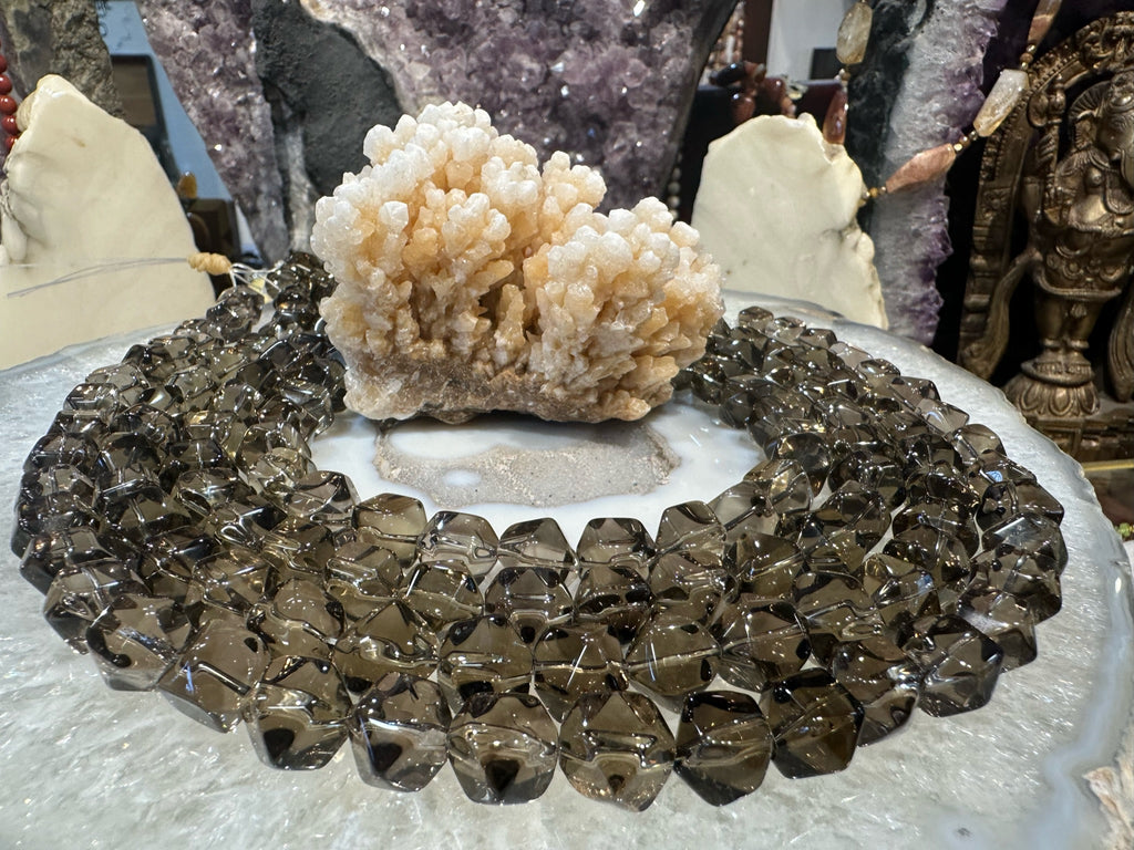 Smoky quartz Ice Cut Nugget Gemstone Beads