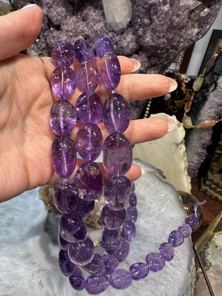 Amethyst grape 10-19mm tumble gemstone beads