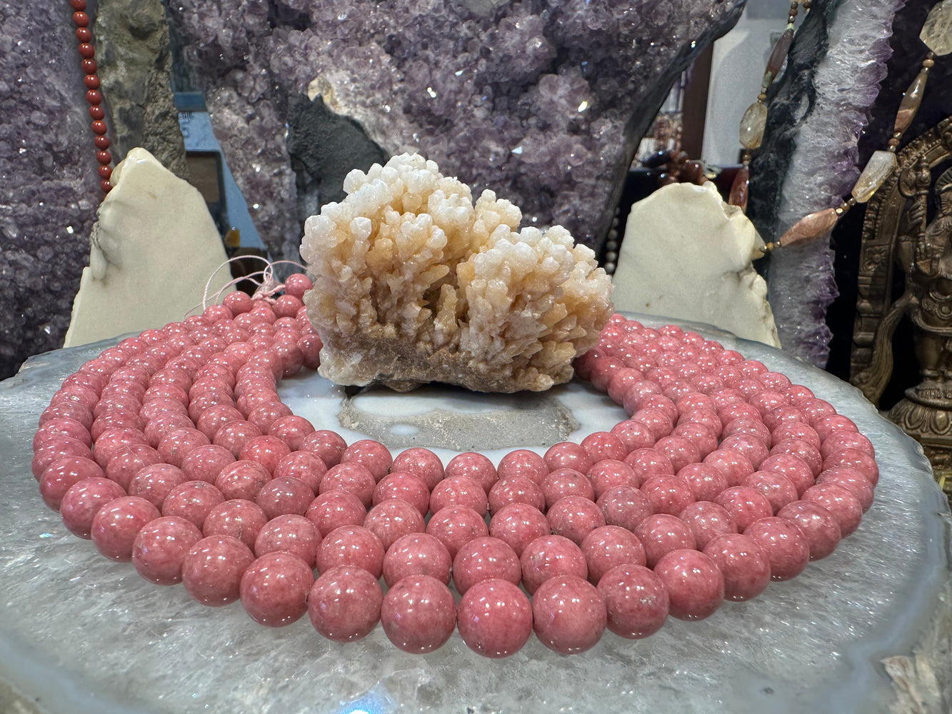 Beautiful Pink Rhodonite 10mm gemstone beads